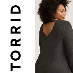 TORRID Women’s V-Back Long Sleeve Sleep Tee Charcoal Heather Gray Size 3X